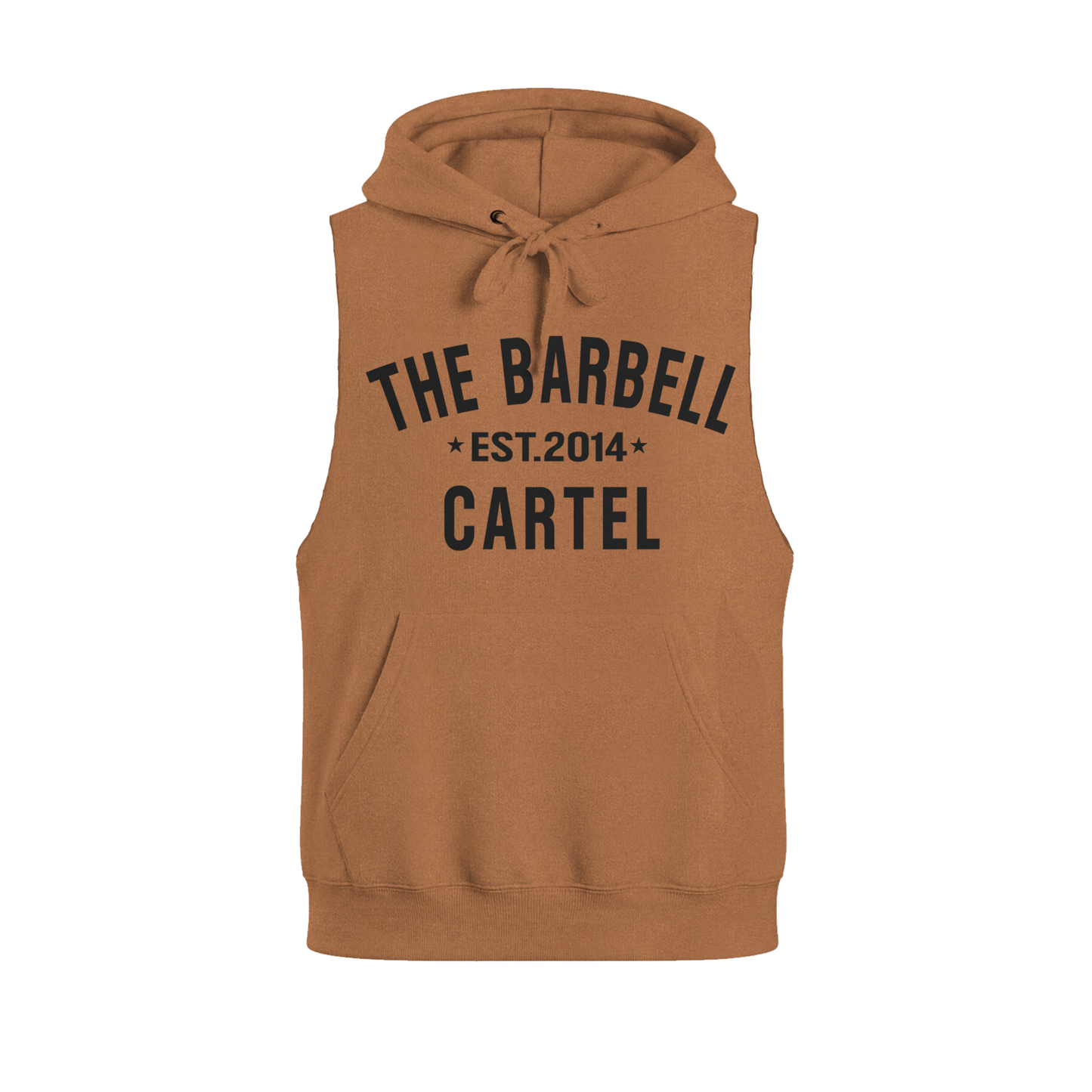 Classic Logo Raw Cut Sleeveless Hoodie - Pecan