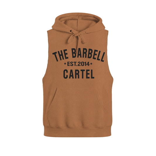 Classic Logo Raw Cut Sleeveless Hoodie - Pecan
