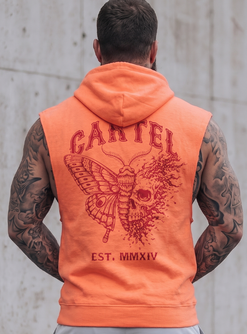 Dead Bloom Raw Cut Sleeveless Hoodie - Blaze