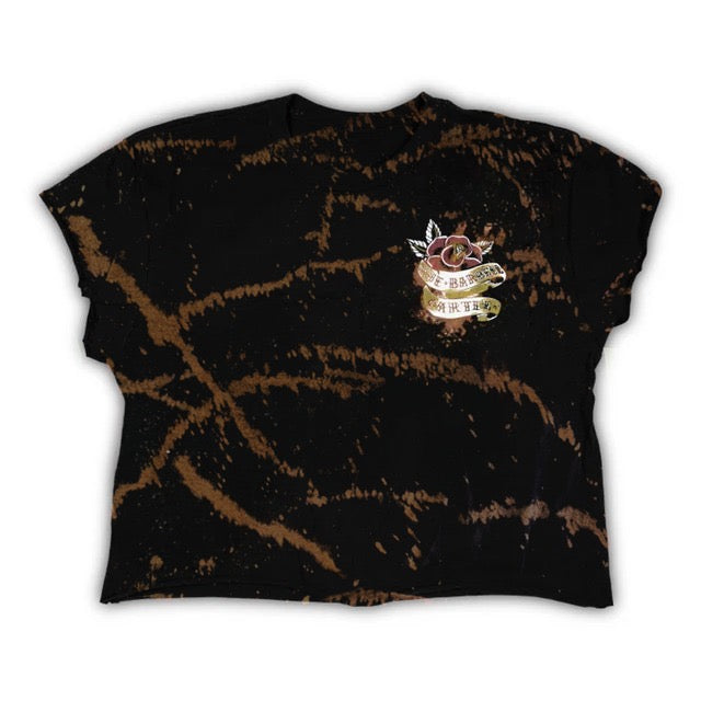 Distressed Propaganda Crop T-Shirt - Black