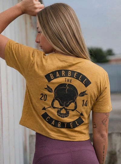 Skull & Arrow Crop T-Shirt - Antique gold