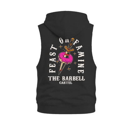 Feast Raw Cut Sleeveless Hoodie - Black