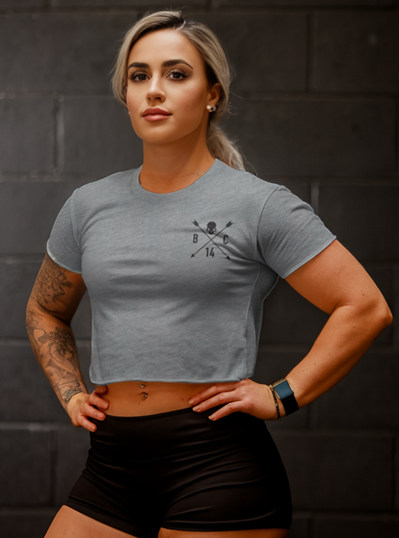Skull & Arrow Crop T-Shirt - Heather Grey