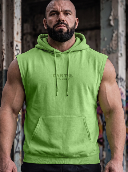 Cold Strike Raw Cut Sleeveless Hoodie - Limewash
