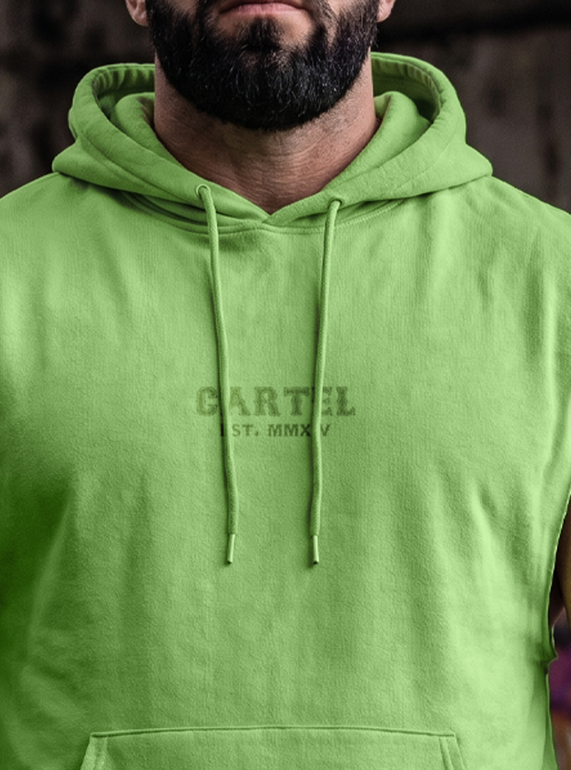 Cold Strike Raw Cut Sleeveless Hoodie - Limewash