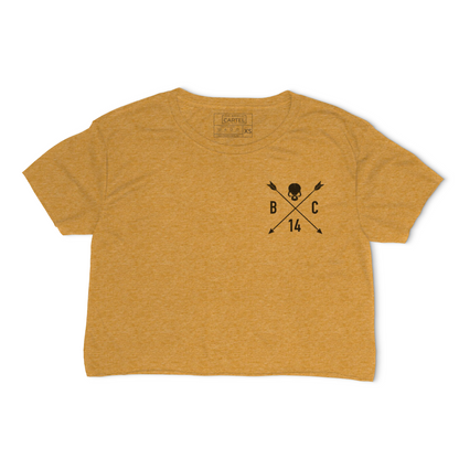 Skull & Arrow Crop T-Shirt - Antique gold