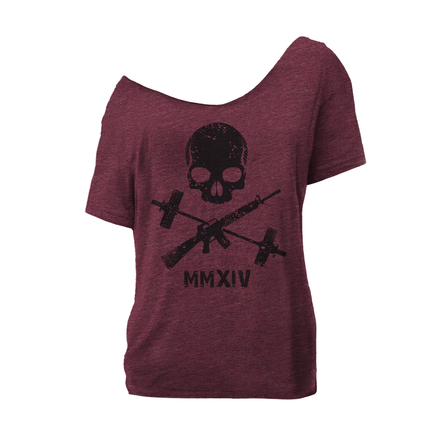 Hot Crossed Guns Street Cut T-Shirt - Heather Maroon (Limited Edition)