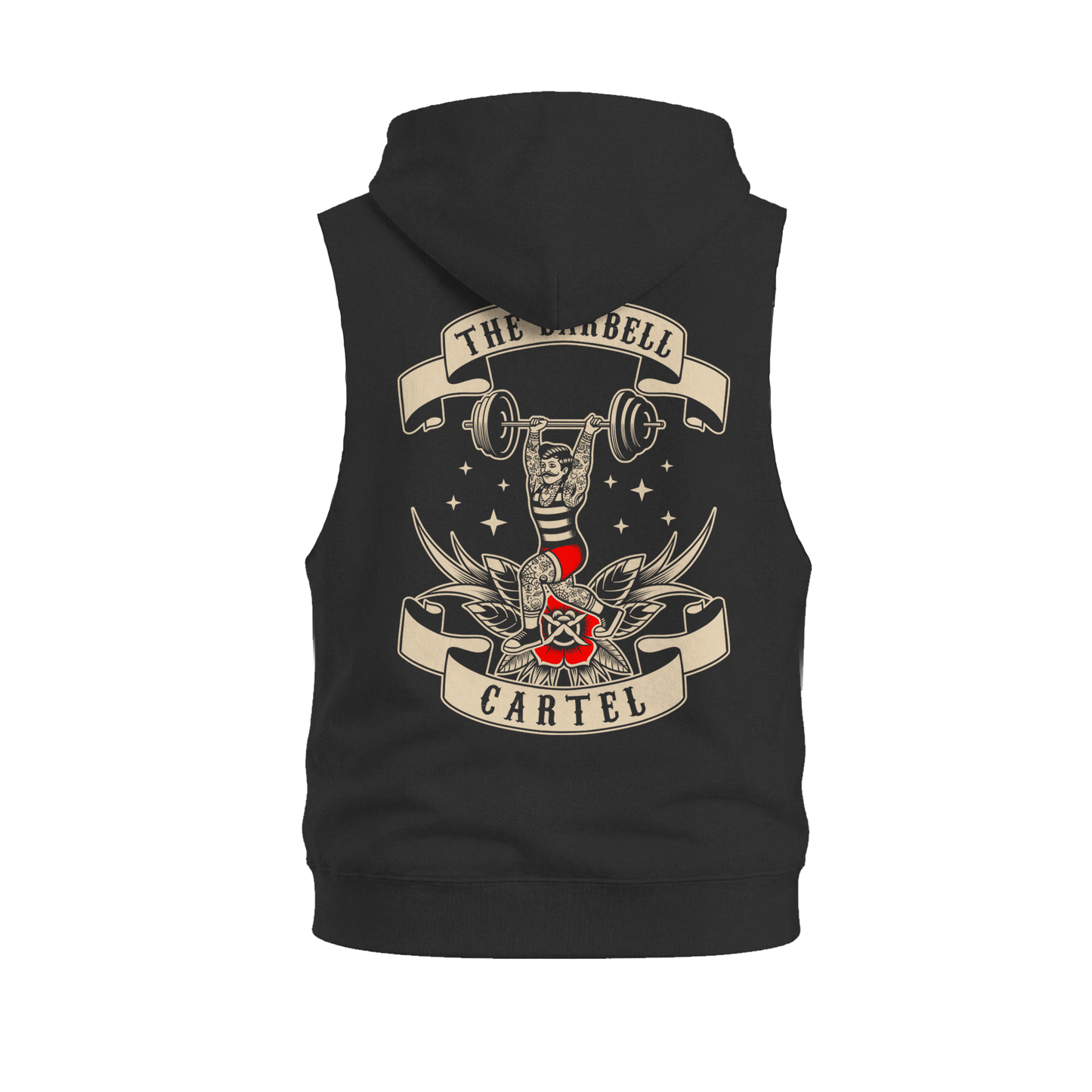 Old School Raw Cut Sleeveless Hoodie - Black