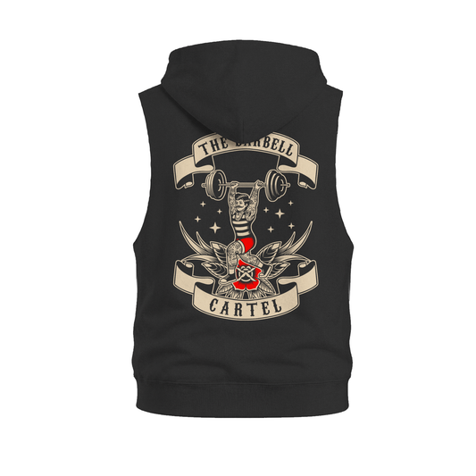 Old School Raw Cut Sleeveless Hoodie - Black