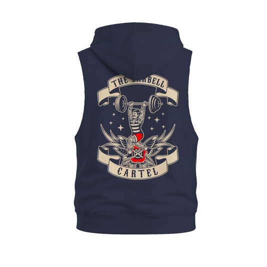 Old School Raw Cut Sleeveless Hoodie - Navy