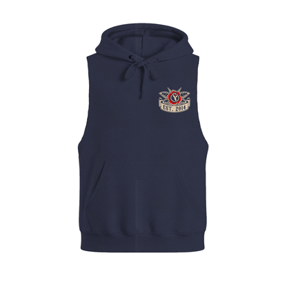 Old School Raw Cut Sleeveless Hoodie - Navy