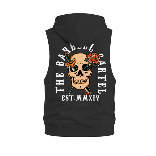 Pirates Raw Cut Sleeveless Hoodie - Black