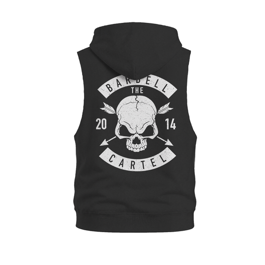 Skull & Arrow Raw Cut Sleeveless Hoodie - Black