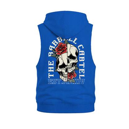 Split Skull Raw Cut Sleeveless Hoodie - Electric Blue (Limited Edition)