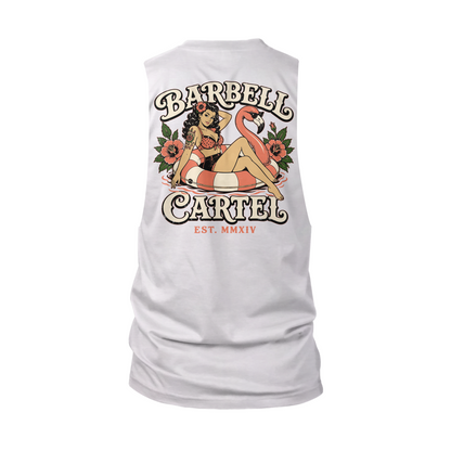 Poolside Paradise Cut-Off Tank - White