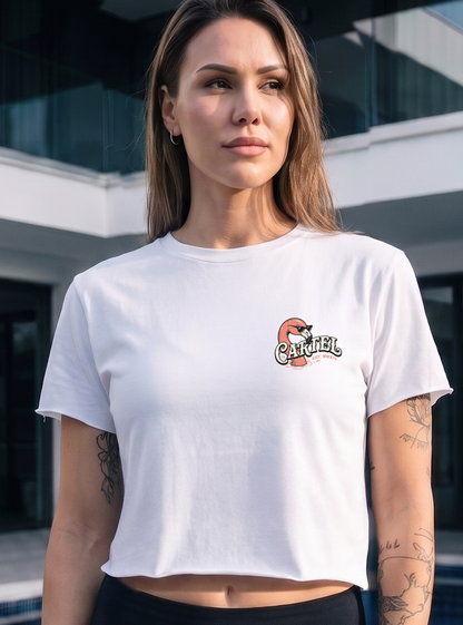 Poolside Paradise Hand Cut Crop - White