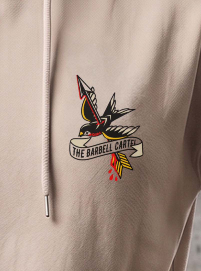 Women's American Traditional Hoodie - Sand - front view on model