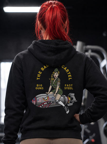 Women's Bomber Girl Hoodie - Black - back view on model