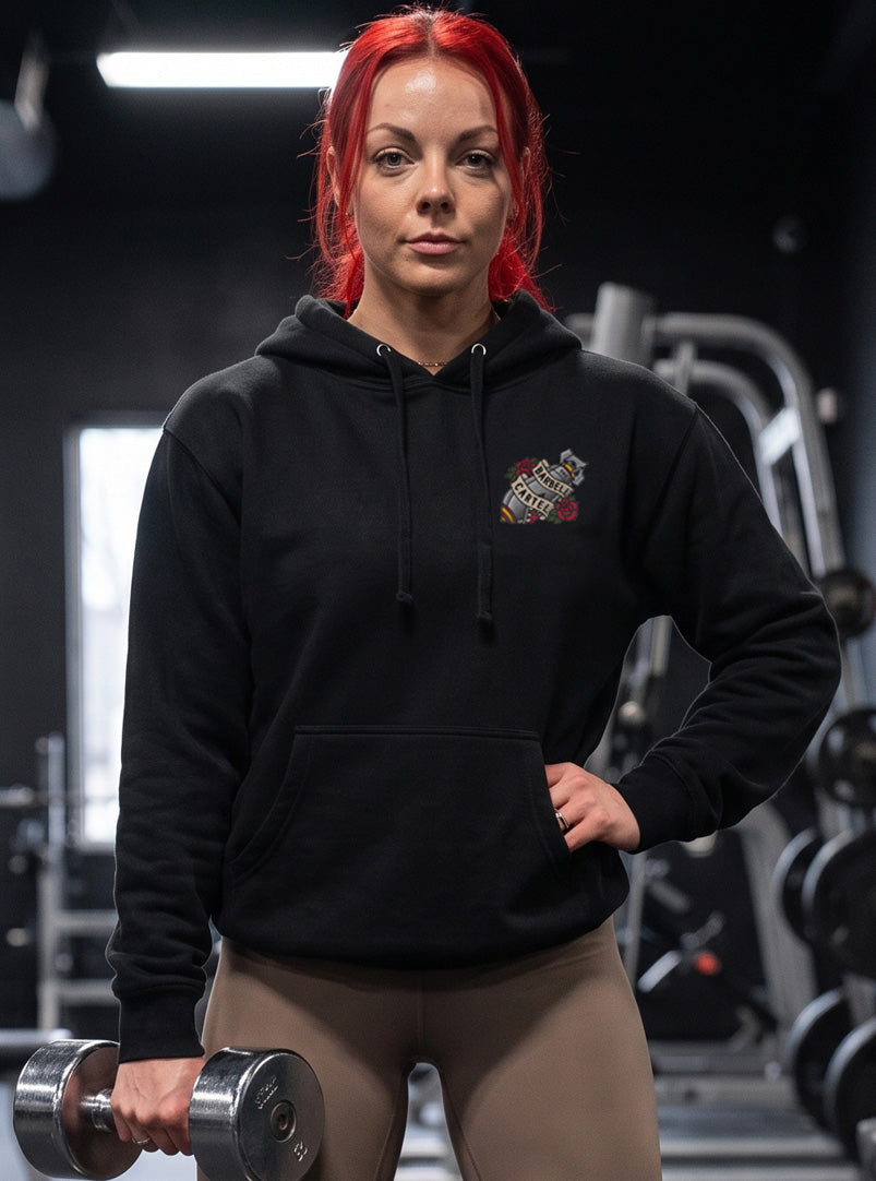 Women's Bomber Girl Hoodie - Black - front view on model