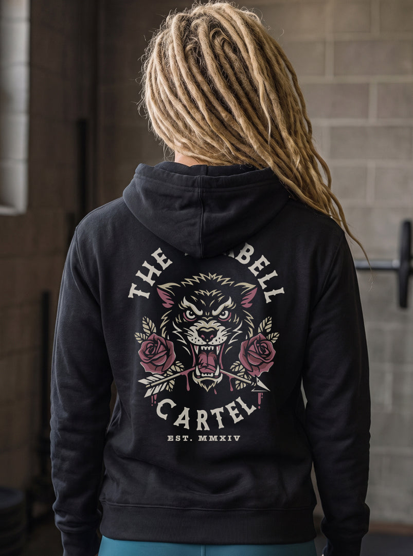 Women's Broken Arrow 2.0 Hoodie - Black - back view on model