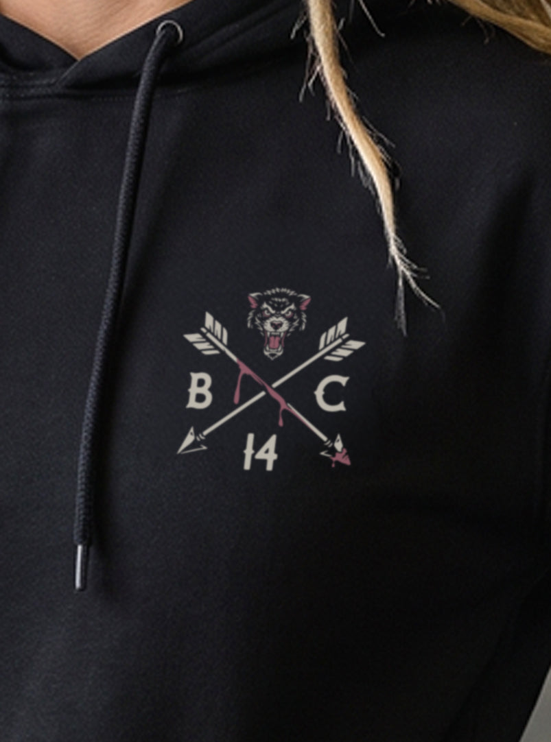 Women's Broken Arrow 2.0 Hoodie - Black - front view on model