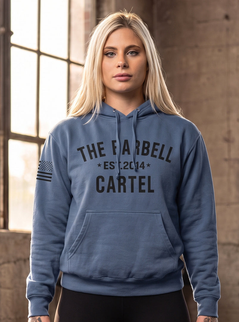 Women's Classic Logo Hoodie - Denim - front view on model