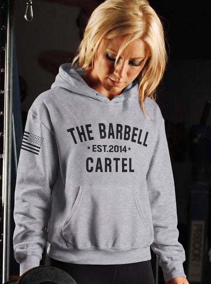 Women's Classic Logo Hoodie - Heather Grey - front view on model