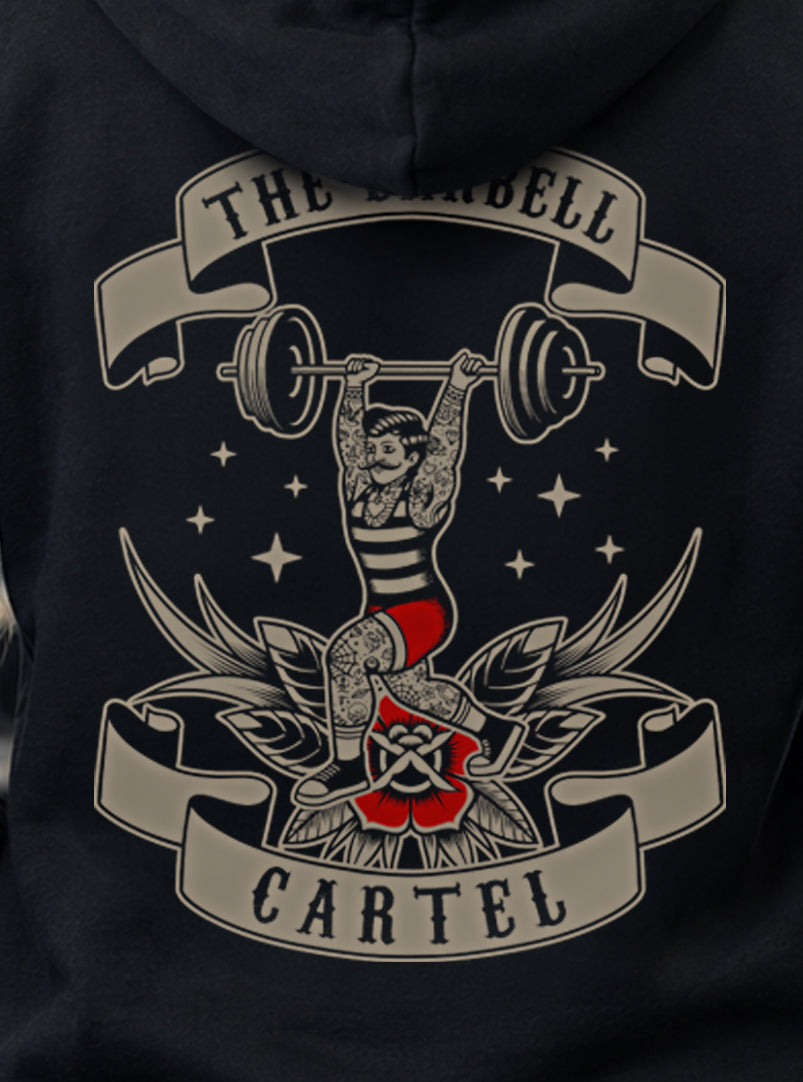 Women's Old School Hoodie - Black - back view on model