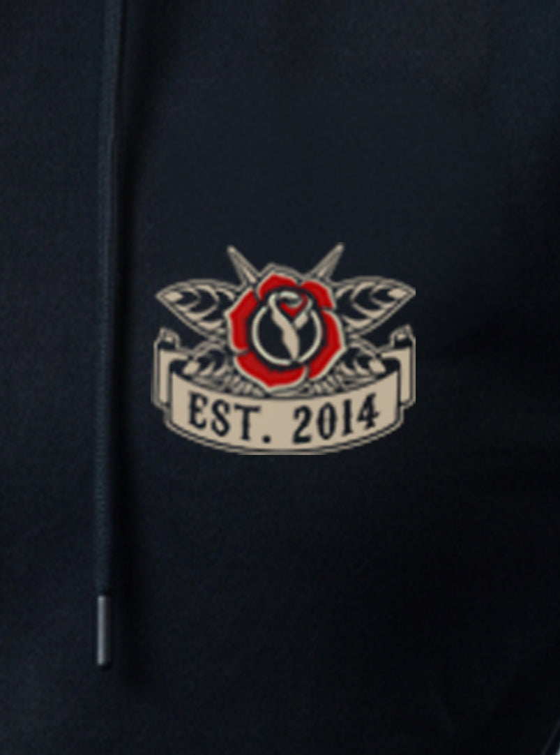 Women's Old School Hoodie - Black - front view on model
