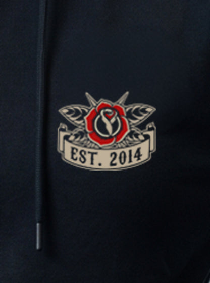 Women's Old School Hoodie - Black - front view on model