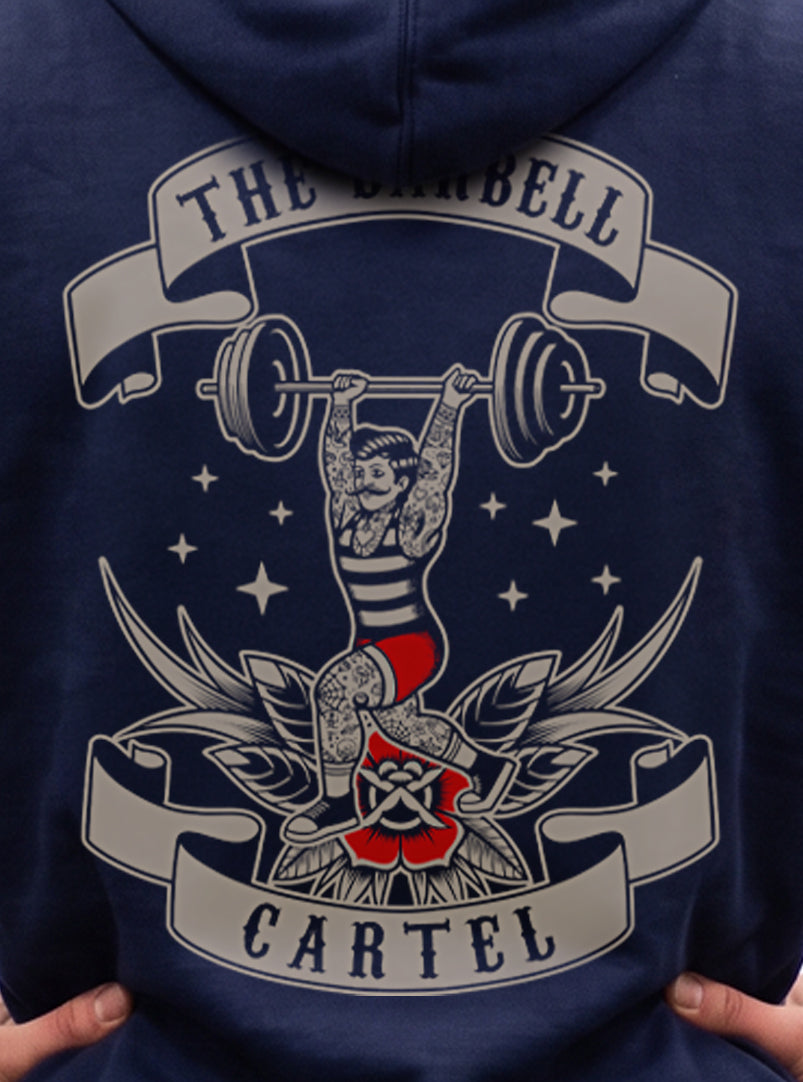 Women's Old School Hoodie - Navy - back view on model