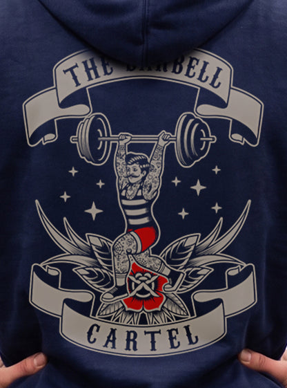 Women's Old School Hoodie - Navy - back view on model