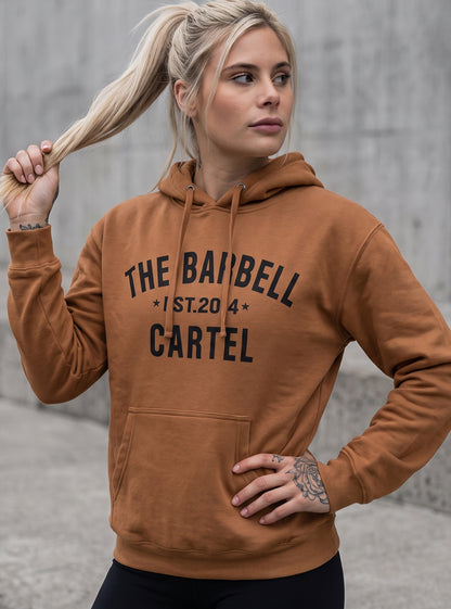 Women's Classic Logo Hoodie - Pecan - front view on model