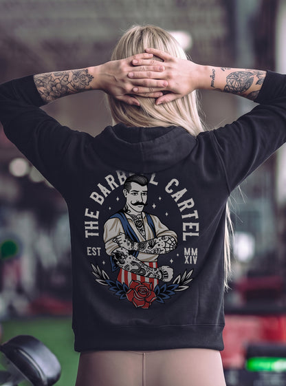 Women's Propaganda Hoodie - Black - back view on model