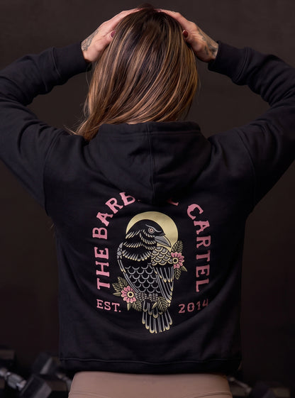 Women's Raven Hoodie - Black - back view on model