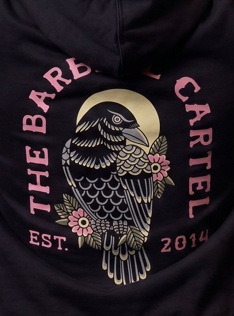 Women's Raven Hoodie - Black - back view on model