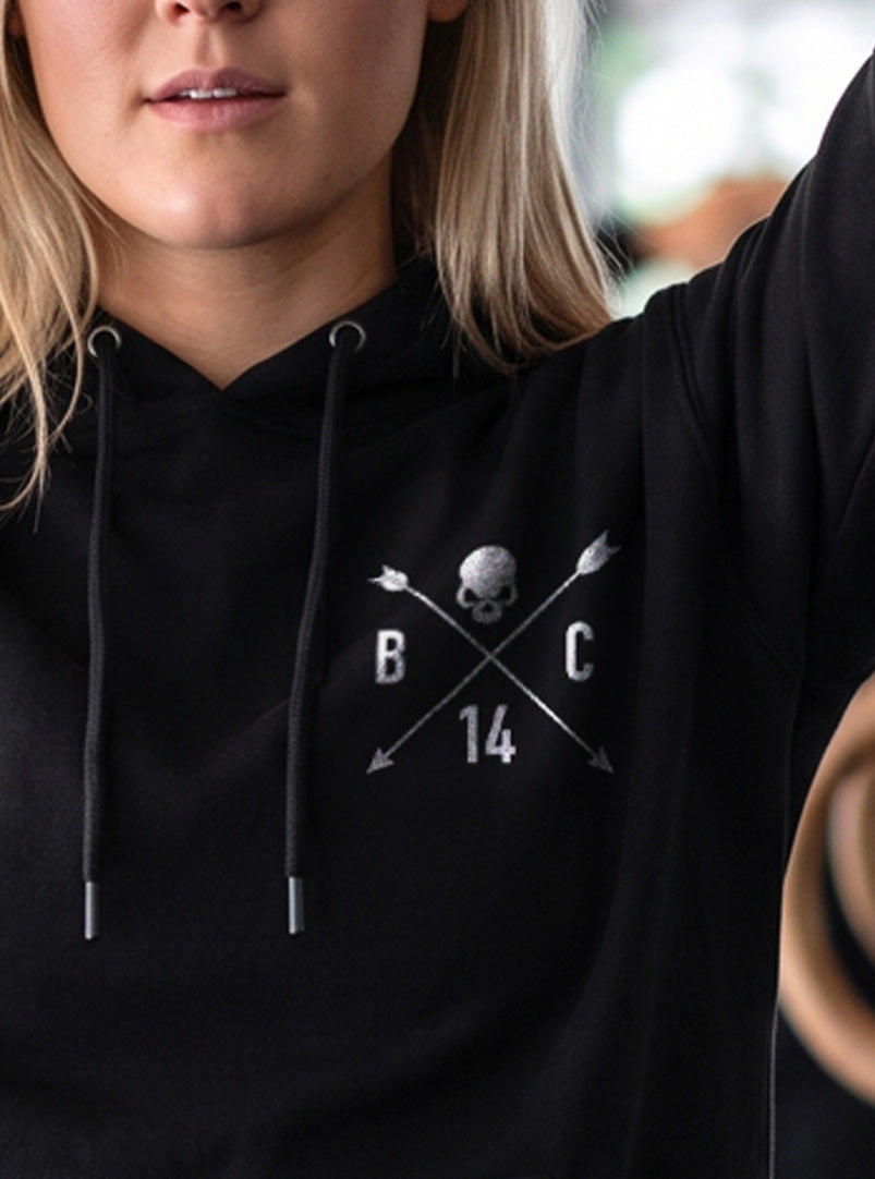 Women's Skull & Arrow Hoodie - Black - front view on model