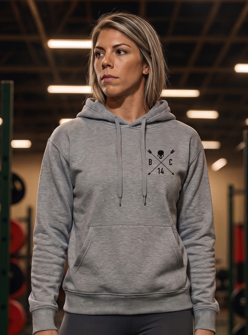 Women's Skull & Arrow Hoodie - Oxford - front view on model