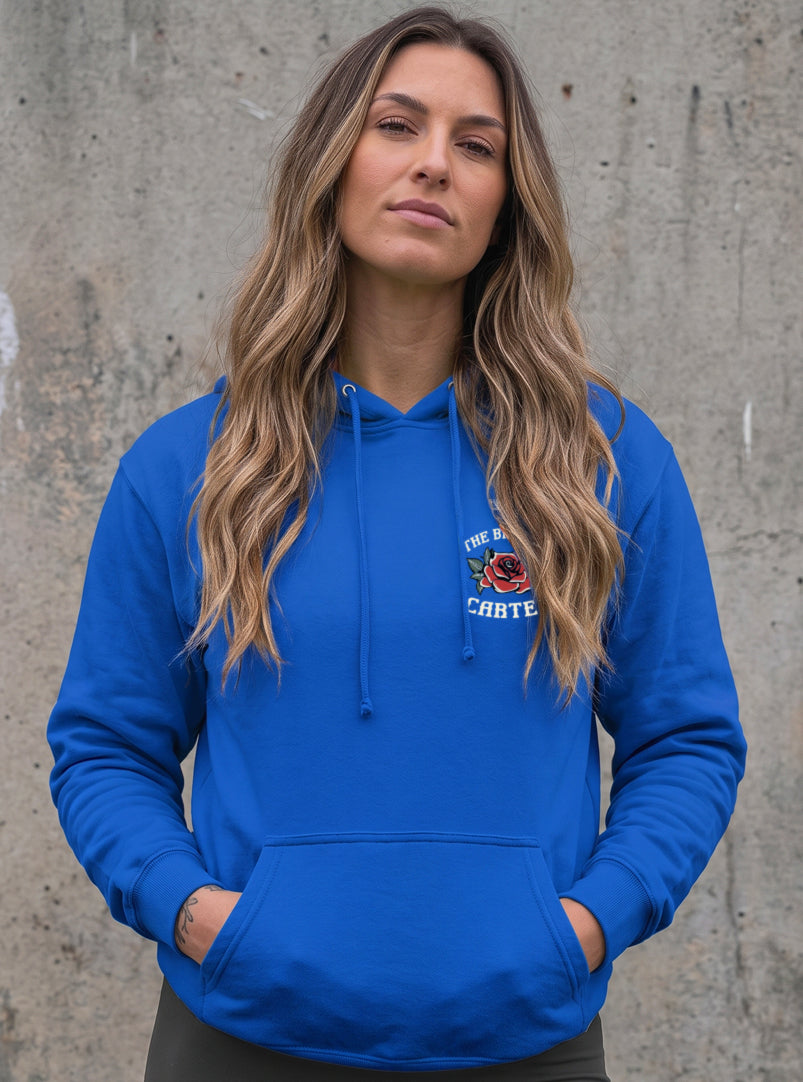 Women's Split Skull Hoodie - Electric Blue (Limited Edition) - front view on model