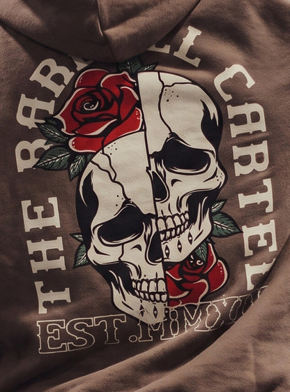 Women's Split Skull Hoodie - Safari - back view on model