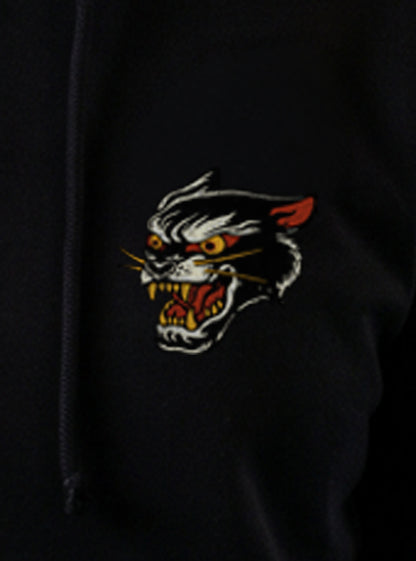 Women's Wild Cat Hoodie - Black - front view on model
