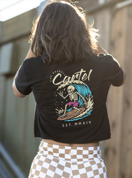 Hang Ten Crop T-Shirt - Black – The Barbell Cartel