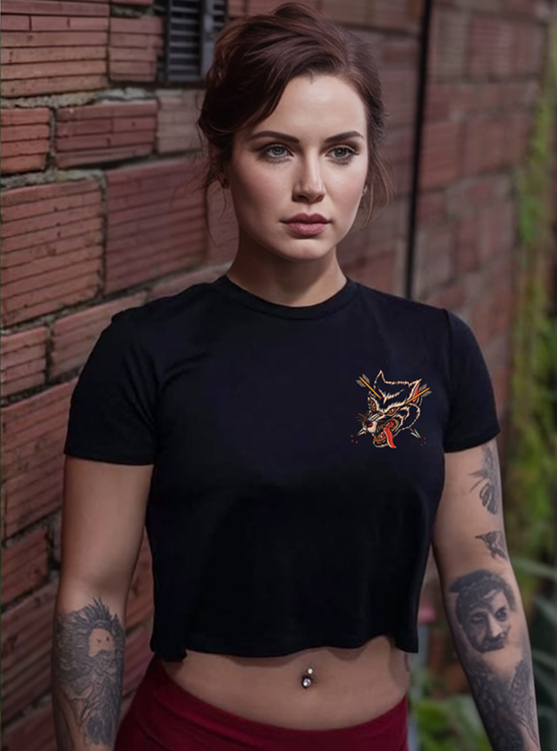 Wolves Crop T-Shirt - Black
