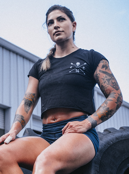 Skull & Arrow Crop T-Shirt - Black