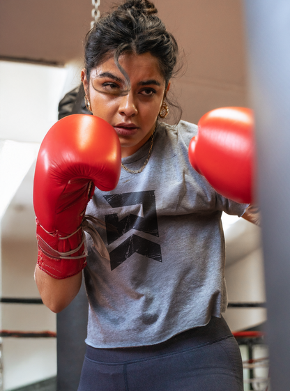 Badge of Honor Crop T-Shirt - Grey