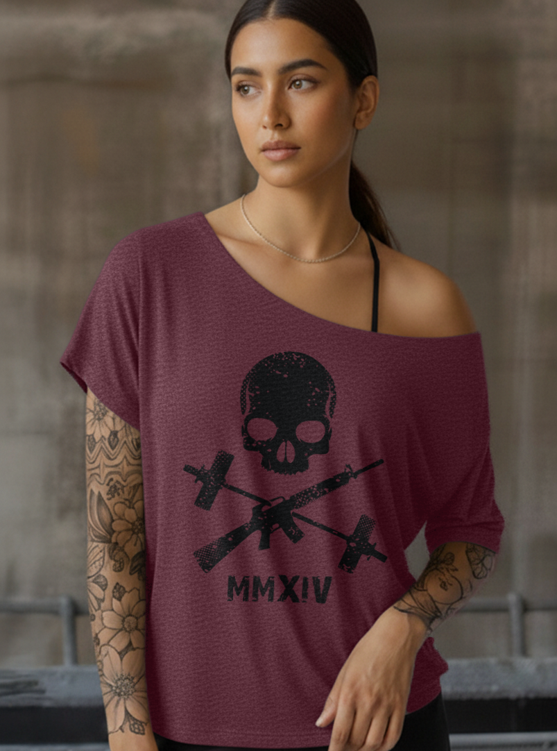 Hot Crossed Guns Street Cut T-Shirt - Heather Maroon (Limited Edition)