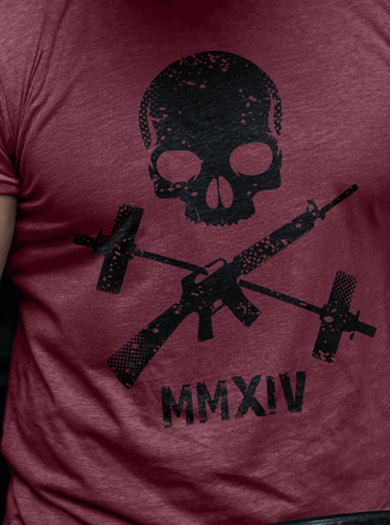 Hot Crossed Guns T-Shirt - Heather Maroon (Limited Edition)
