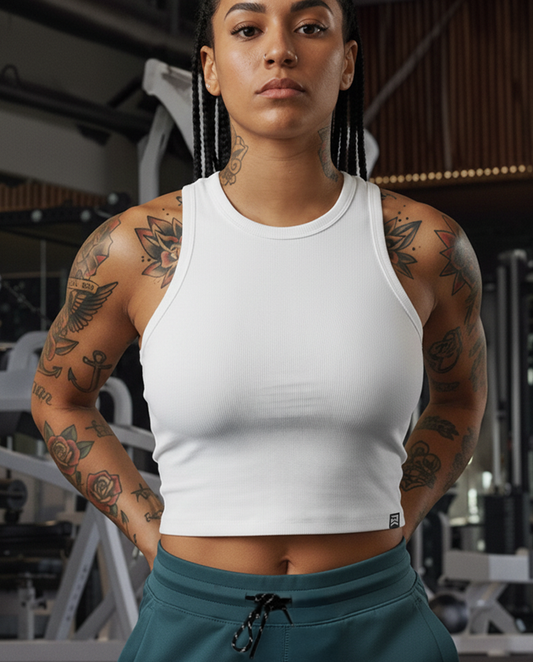 Foundation Cropped Tank - White